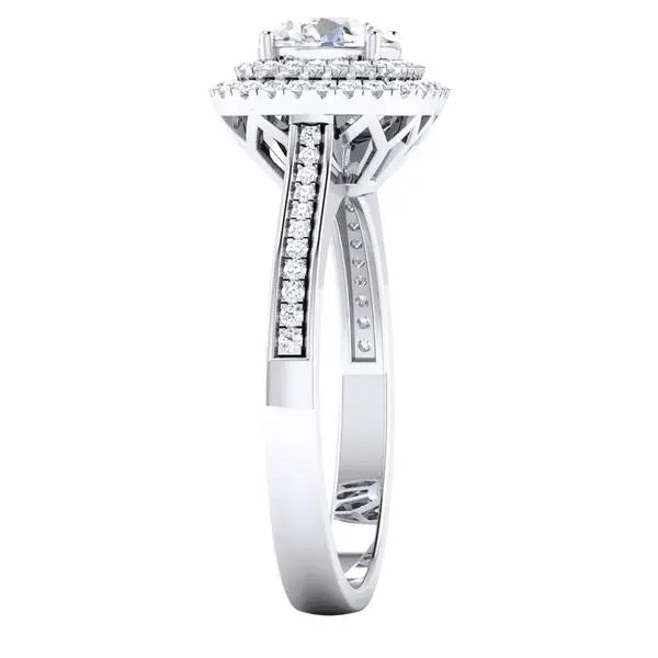 Designer Square Double Halo Solitaire Platinum Engagement Ring for Women JL PT 490   Jewelove.US