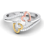 Load image into Gallery viewer, Designer Triple Heart Platinum Ring Multicolor Gold with Diamonds JL PT 556   Jewelove.US
