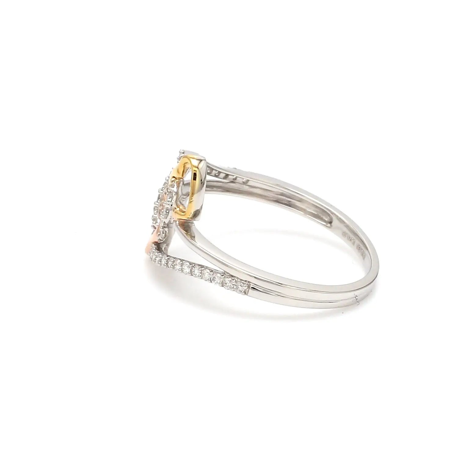 Designer Triple Heart Platinum Ring Multicolor Gold with Diamonds JL PT 556   Jewelove.US