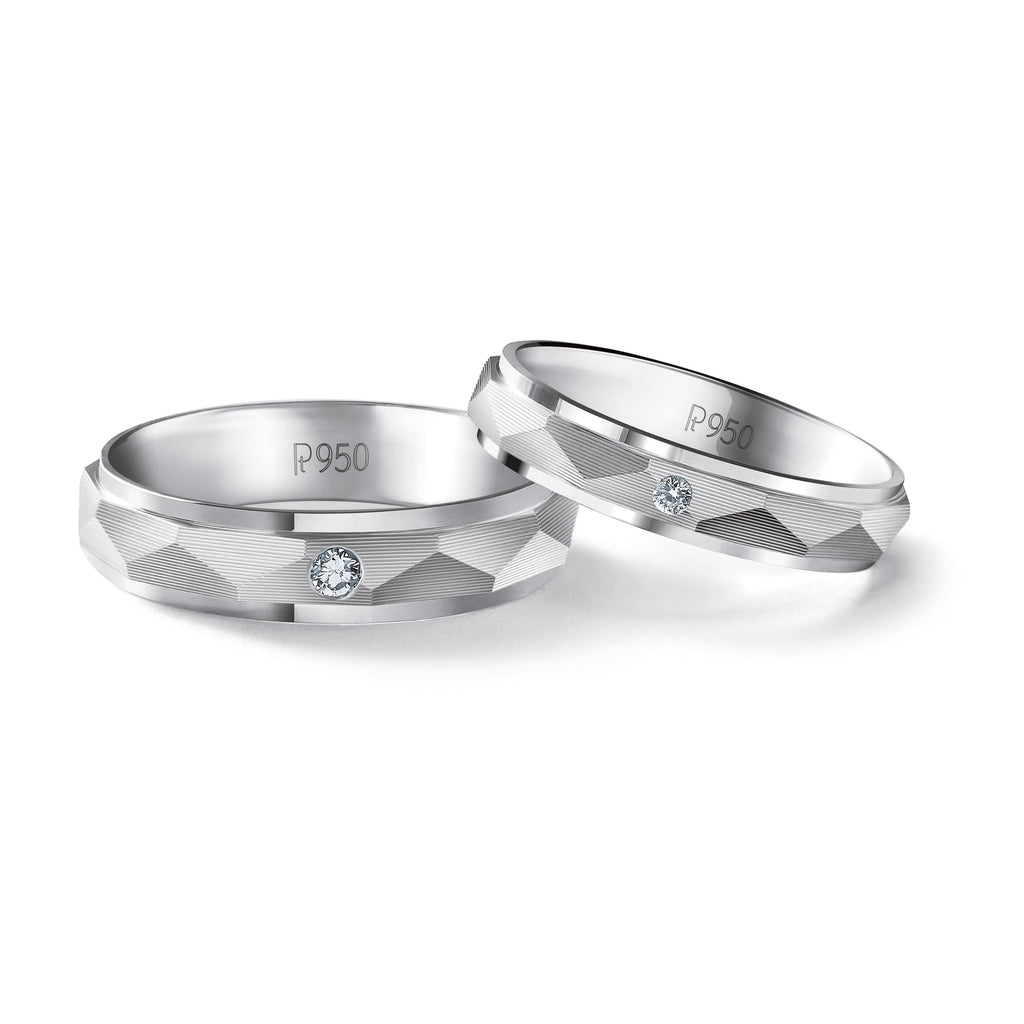 Designer Zigzag Platinum Couple Rings with Single Diamonds JL PT 526  Both Jewelove.US