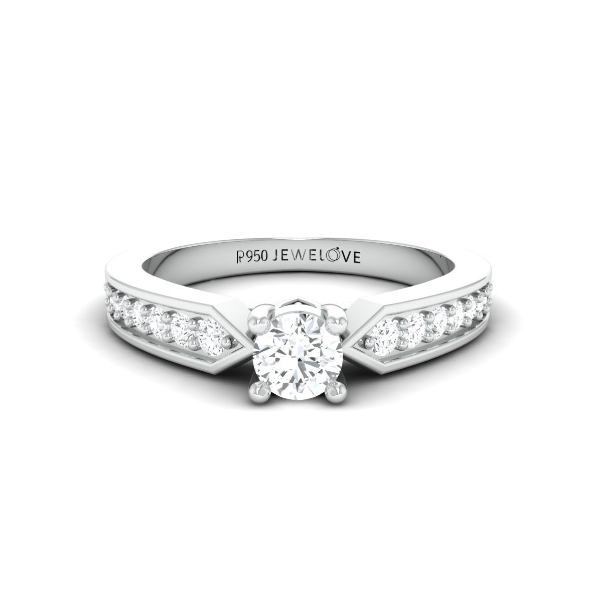 Designer Platinum Solitaire Ring with Diamond Accents JL PT 672   Jewelove.US