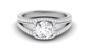 Double Shank with Diamonds - Platinum Solitaire Engagement Ring JL PT 513   Jewelove.US