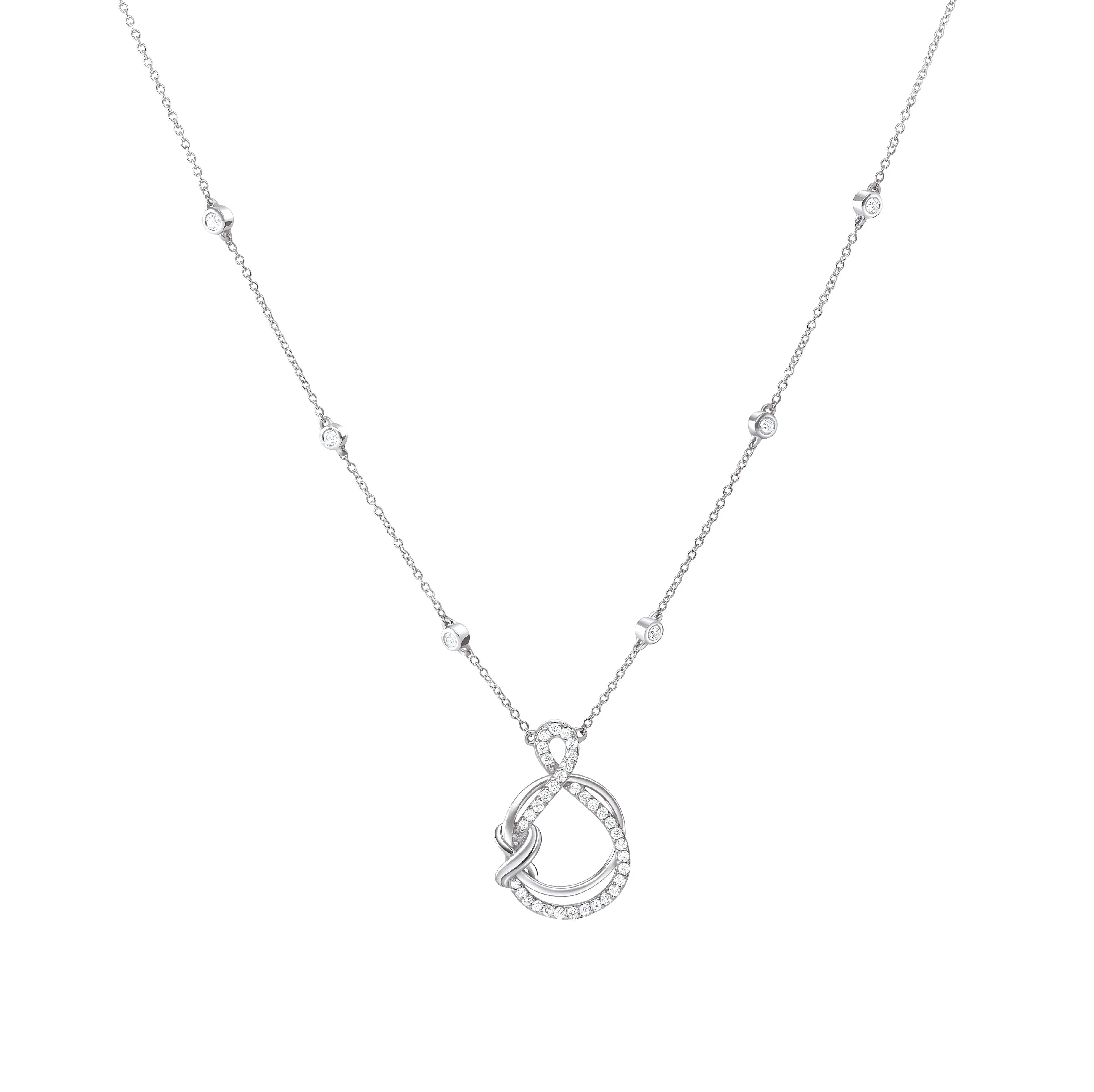 Elegant Platinum Evara Diamond Pendant with Diamond Studded Chain for Women JL PTP 173   Jewelove.US
