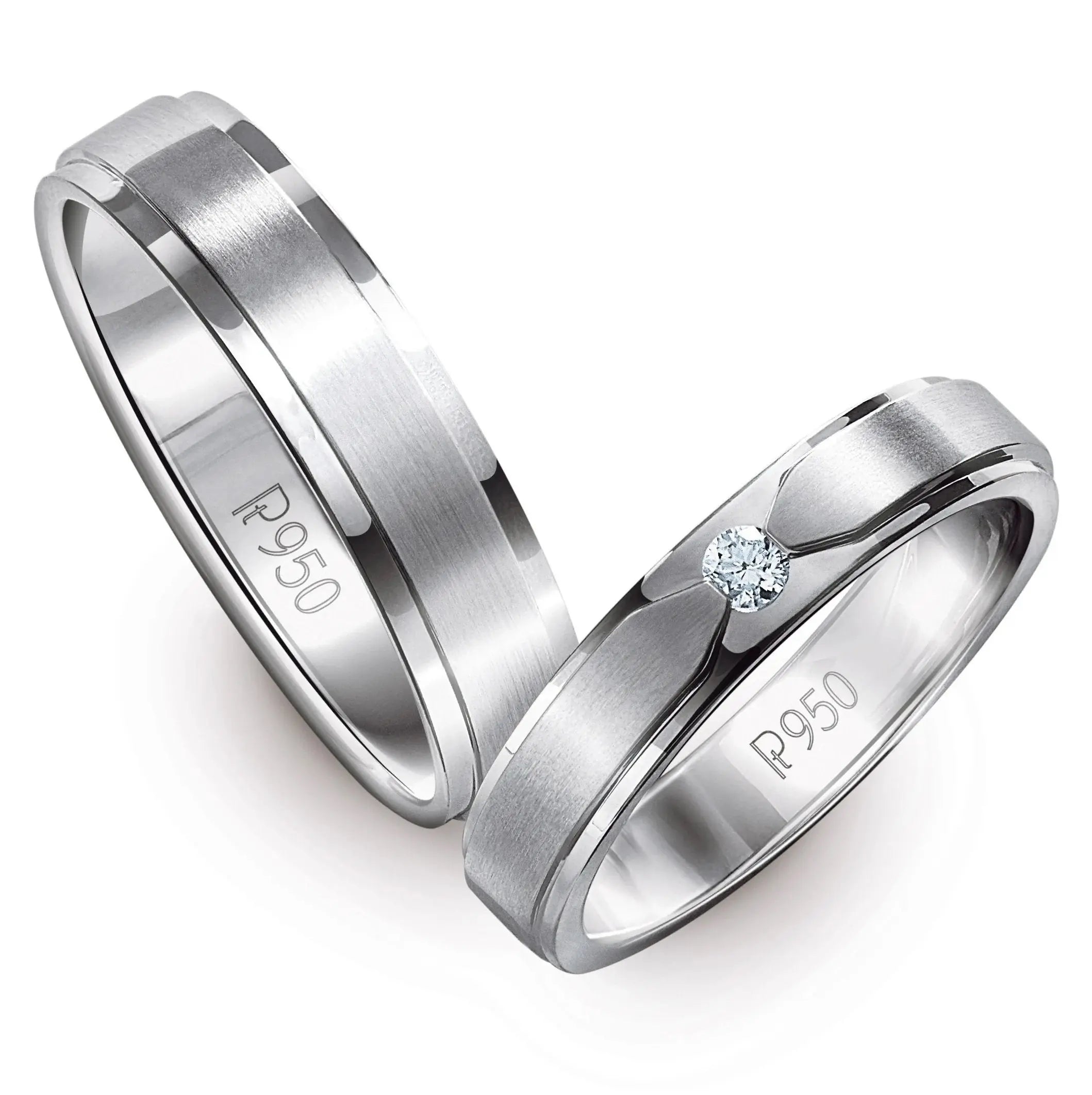 Elegant Platinum Love Bands with Matte Finish JL PT 529  Both Jewelove.US