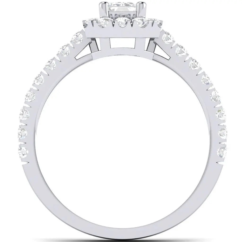 Emerald Cut Solitaire Ring in Platinum Halo Setting JL PT 469   Jewelove