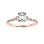 Load image into Gallery viewer, 70-Pointer Emerald Cut Solitaire Diamond Accents Shank 18K Rose Gold Solitaire Ring JL AU 1242R-B   Jewelove.US
