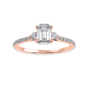 70-Pointer Emerald Cut Solitaire Diamond Accents Shank 18K Rose Gold Solitaire Ring JL AU 1242R-B   Jewelove.US