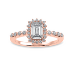 Load image into Gallery viewer, 0.50cts. Emerald Cut Solitaire Halo Diamond Shank 18K Rose Gold Solitaire Ring JL AU 1250R-A   Jewelove.US
