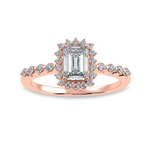 Load image into Gallery viewer, 0.70cts. Emerald Cut Solitaire Halo Diamond Shank 18K Rose Gold Solitaire Ring JL AU 1250R-B   Jewelove.US
