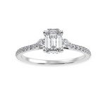 Load image into Gallery viewer, 70-Pointer Emerald Cut Solitaire Diamond Accents Shank Platinum Ring JL PT 1242-B   Jewelove.US
