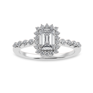 0.30cts Emerald Cut Solitaire Diamond Accents Shank Platinum Ring JL PT 1250   Jewelove.US