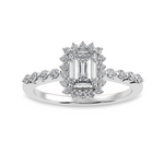 Load image into Gallery viewer, 30-Pointe Emerald Cut Solitaire Diamond Accents Shank Platinum Ring JL PT 1250
