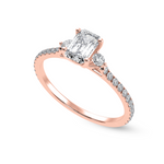 Load image into Gallery viewer, 50-Pointer Emerald Cut Solitaire Diamond Accents Shank 18K Rose Gold Solitaire Ring JL AU 1242R-A   Jewelove.US

