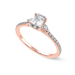 Load image into Gallery viewer, 70-Pointer Emerald Cut Solitaire Diamond Accents Shank 18K Rose Gold Solitaire Ring JL AU 1242R-B   Jewelove.US
