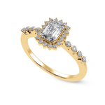 Load image into Gallery viewer, 70-Pointer Emerald Cut Solitaire Halo Diamond Shank 18K Yellow Gold Ring JL AU 1250Y-B   Jewelove.US
