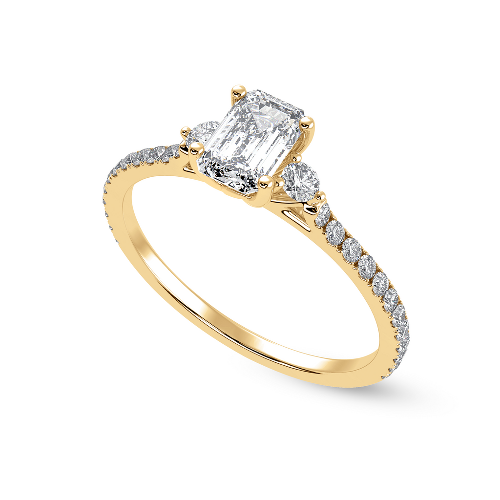 30-Pointer Emerald Cut Solitaire Diamond Accents Shank 18K Yellow Gold Ring JL AU 1242Y   Jewelove.US