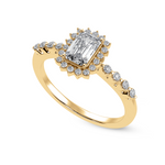 Load image into Gallery viewer, 50-Pointer Emerald Cut Solitaire Halo Diamond Shank 18K Yellow Gold Ring JL AU 1250Y-A   Jewelove.US
