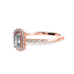 Load image into Gallery viewer, 0.50cts. Emerald Cut Solitaire Halo Diamond Shank 18K Rose Gold Solitaire Ring JL AU 1250R-A   Jewelove.US
