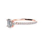 Load image into Gallery viewer, 50-Pointer Emerald Cut Solitaire Diamond Accents Shank 18K Rose Gold Solitaire Ring JL AU 1242R-A   Jewelove.US
