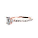 Load image into Gallery viewer, 70-Pointer Emerald Cut Solitaire Diamond Accents Shank 18K Rose Gold Solitaire Ring JL AU 1242R-B   Jewelove.US
