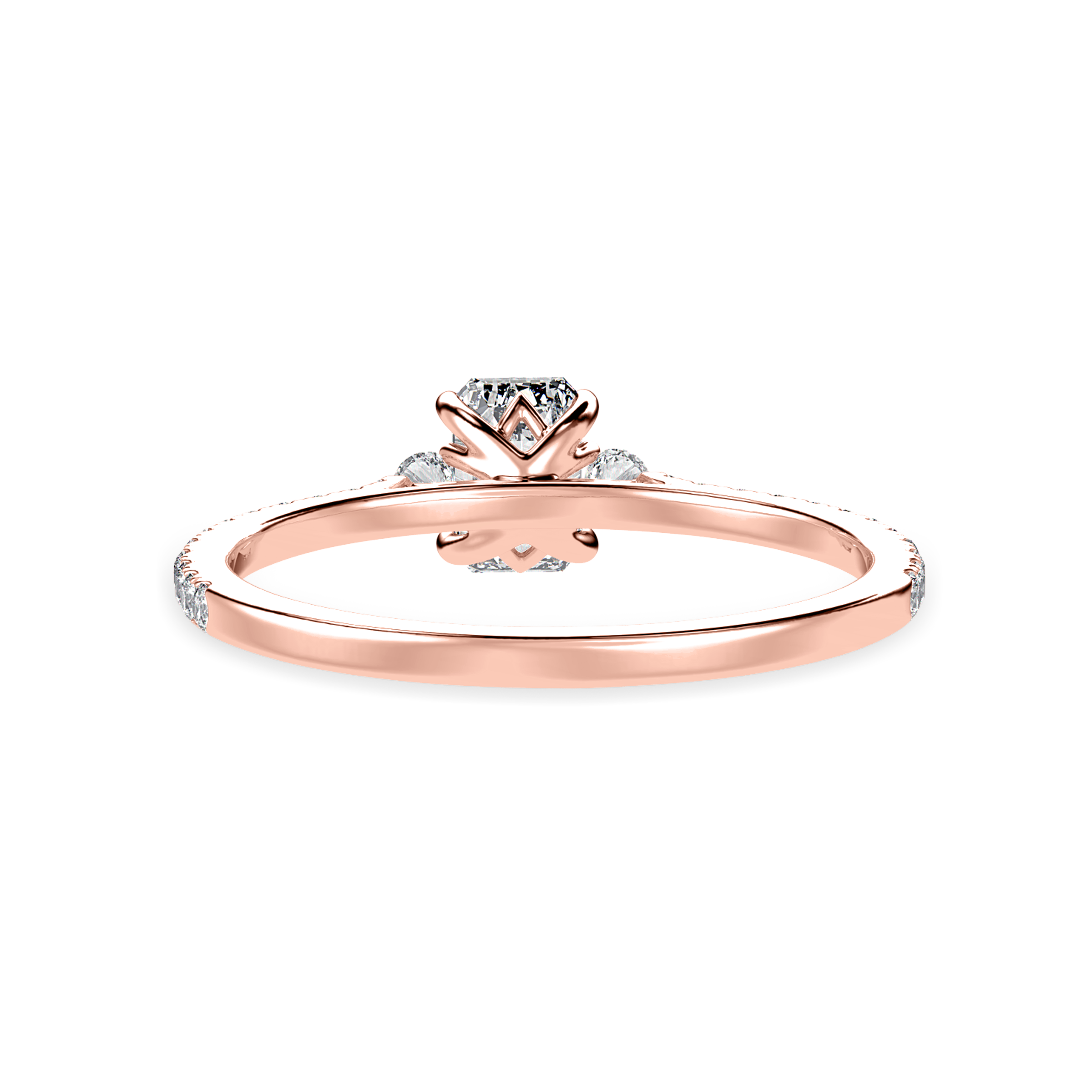 50-Pointer Emerald Cut Solitaire Diamond Accents Shank 18K Rose Gold Solitaire Ring JL AU 1242R-A   Jewelove.US