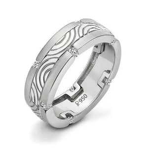 Engraved Platinum Ring with Diamonds for Men JL PT 509   Jewelove