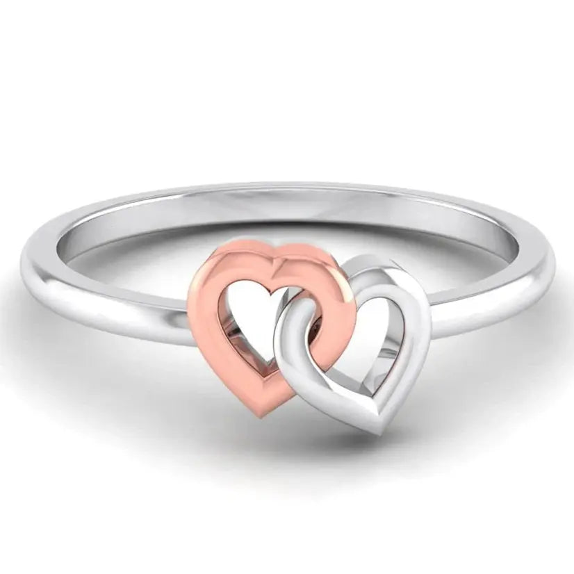 Entangled Heart Simple Platinum & Rose Gold Ring for Women JL PT 549 ...