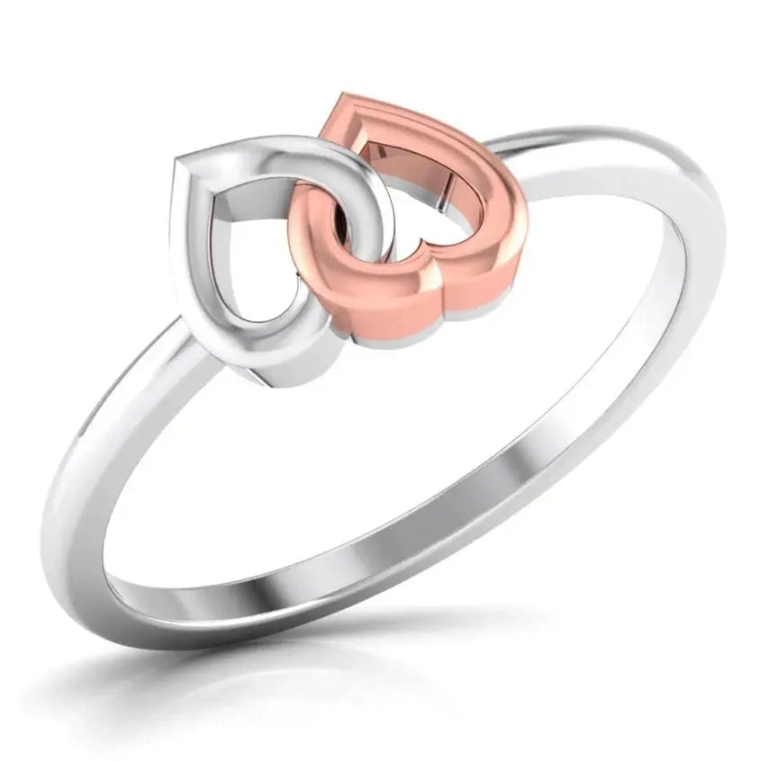 Entangled Heart Simple Platinum & Rose Gold Ring for Women JL PT 549   Jewelove.US