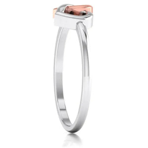 Entangled Heart Simple Platinum & Rose Gold Ring for Women JL PT 549   Jewelove.US