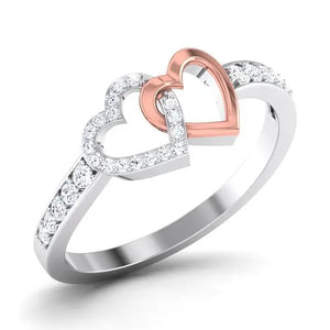 Entangled Hearts Platinum Ring with Diamonds for Women JL PT 552   Jewelove.US