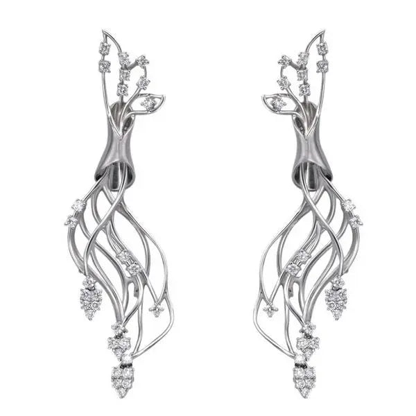 Evara Platinum Earrings with Diamonds JL PT E 21   Jewelove.US