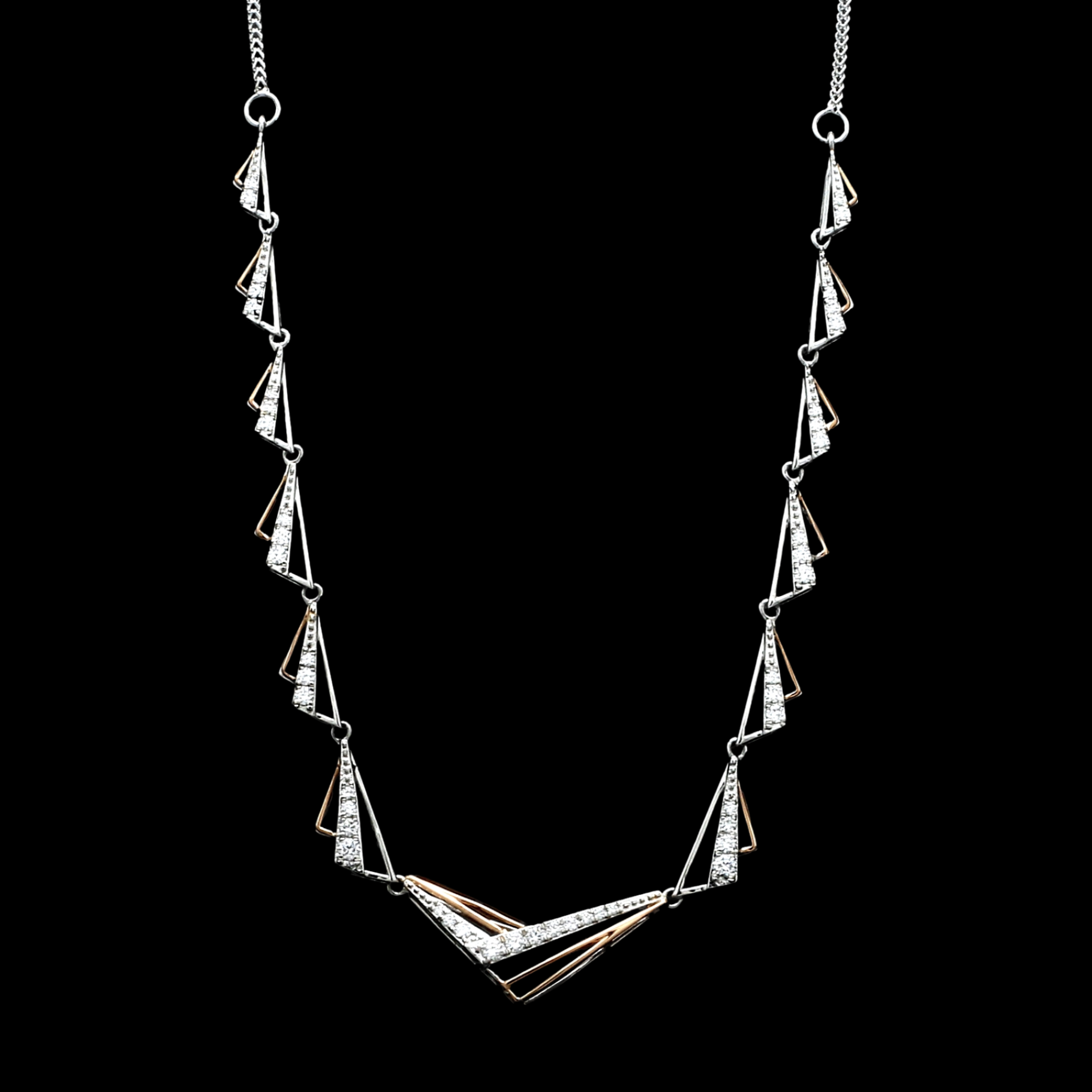 Evara Platinum Rose Gold Diamond Necklace Set for Women JL PT NE 342  Necklace-only-VVS-GH Jewelove.US