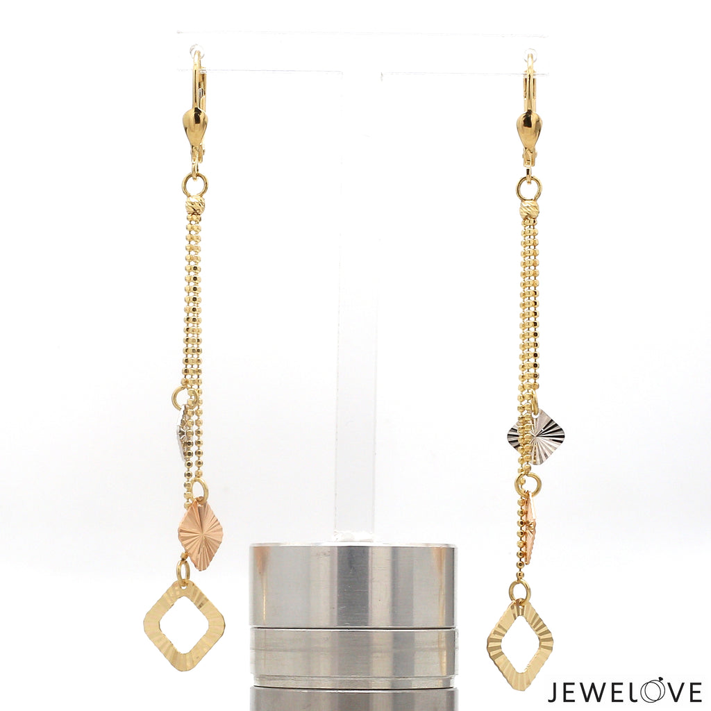 Designer 18K Yellow Hanging Gold Earrings JL AU E 03   Jewelove.US