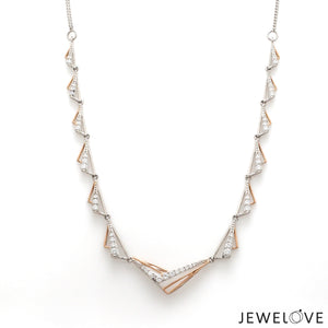 Evara Platinum Rose Gold Diamond Necklace Set for Women JL PT NE 342   Jewelove.US