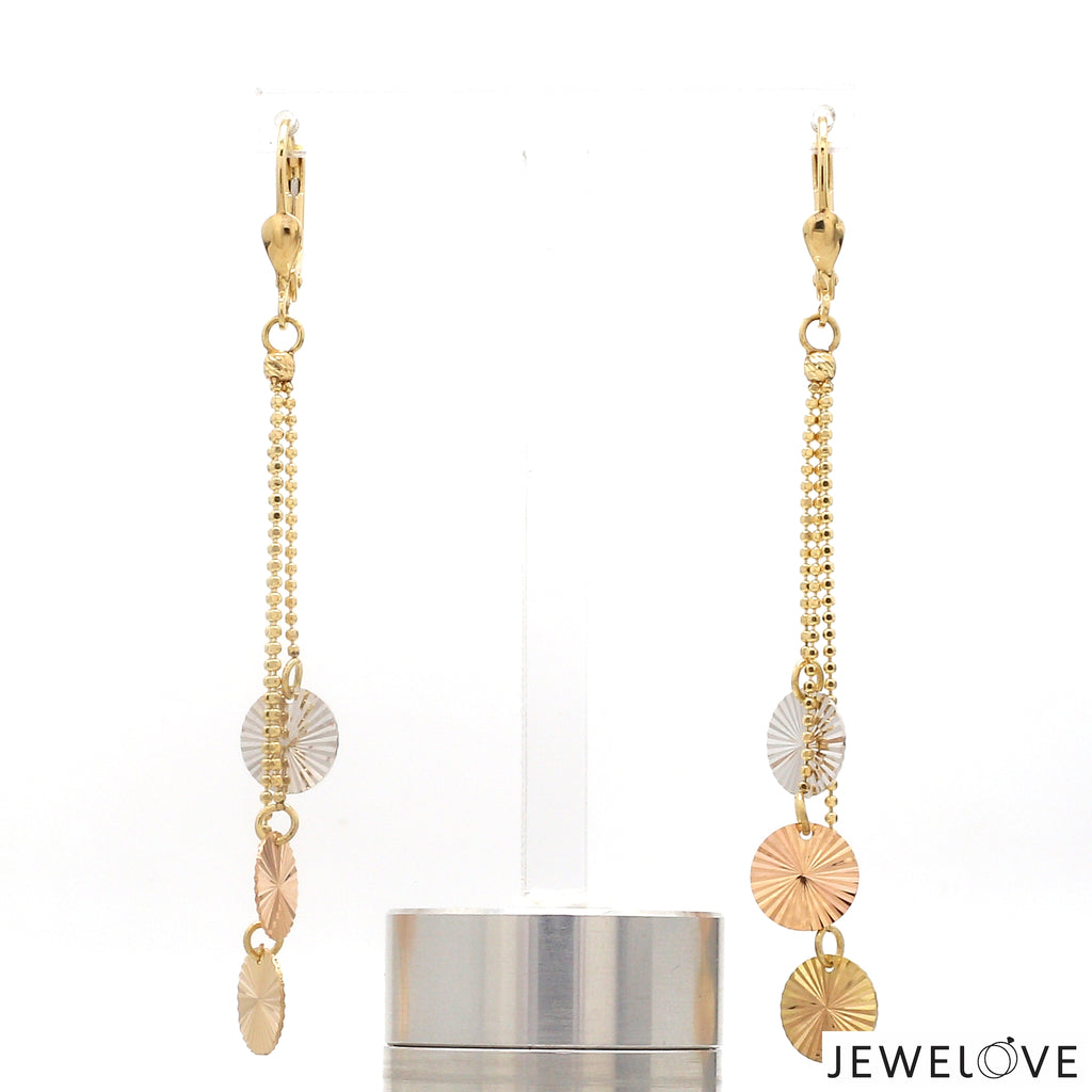 Designer 18K Yellow Hanging Gold Earrings JL AU E 02   Jewelove.US