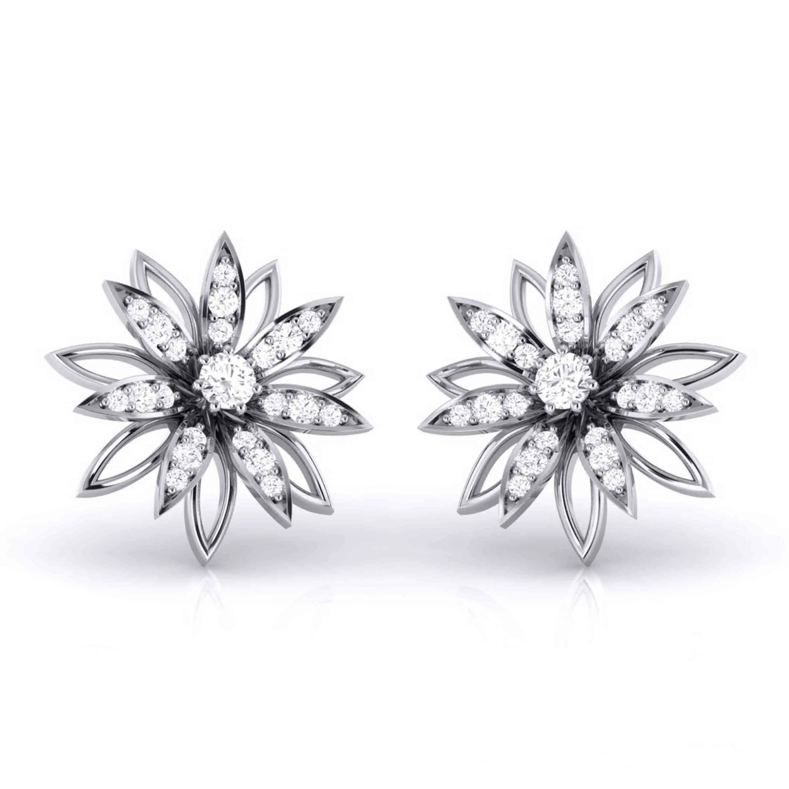 Flower Designer Platinum Diamond Earrings JL PT E MST 23   Jewelove.US