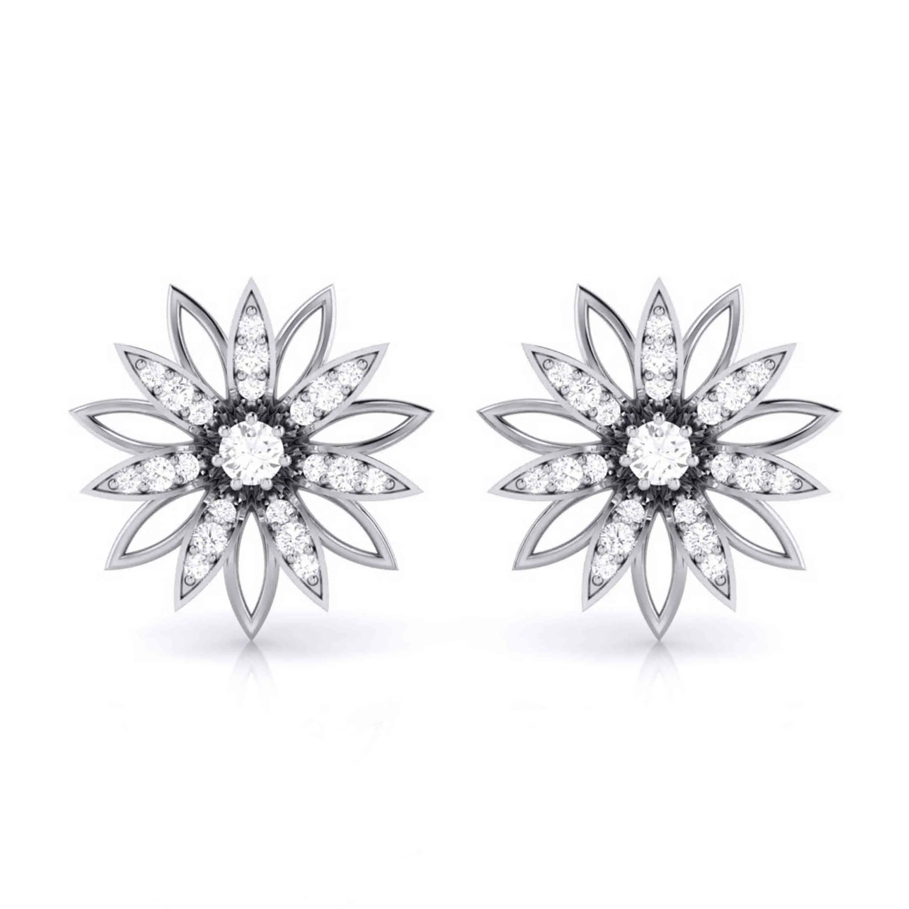 Flower Designer Platinum Diamond Earrings JL PT E MST 23   Jewelove.US