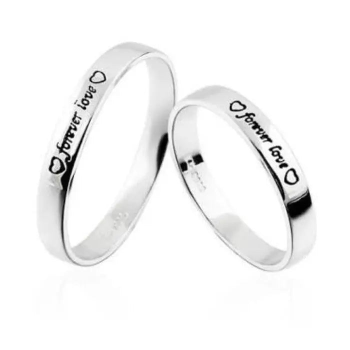 Forever Love Platinum Couple Rings with Black Engravings JL PT 581   Jewelove.US