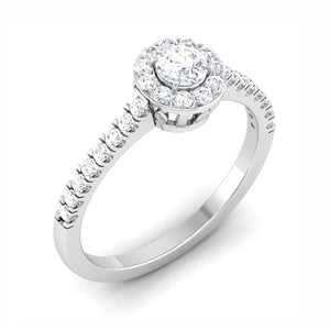 Full Halo Diamond Solitaire Engagement Ring for Women in Platinum JL PT 481   Jewelove.US