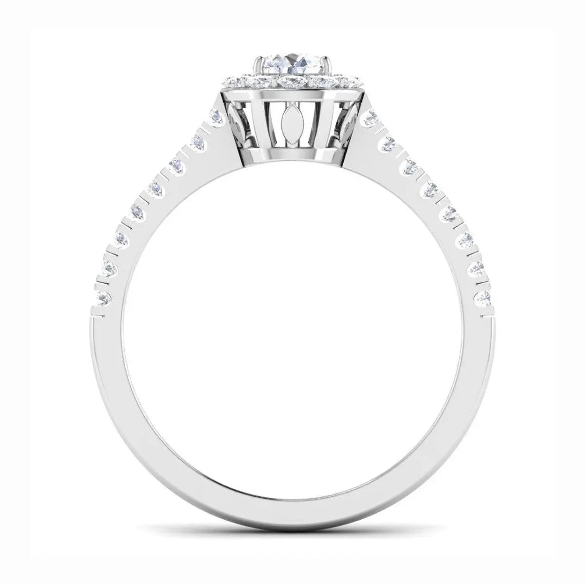 Full Halo Diamond Solitaire Engagement Ring for Women in Platinum JL PT 481   Jewelove.US