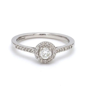 Full Halo Diamond Solitaire Engagement Ring for Women in Platinum JL PT 481   Jewelove.US