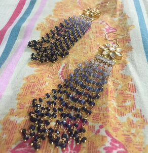 Fusion Diamond Polki Earrings with Sapphire Hangings JL AU 1007   Jewelove