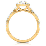 Load image into Gallery viewer, 70-Pointer Solitaire Halo Diamond Twisted Shank 18K Yellow Gold Ring JL AU G 101Y-B   Jewelove.US
