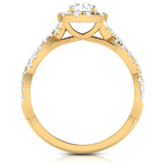 Load image into Gallery viewer, 50-Pointer Solitaire Halo Diamond Twisted Shank 18K Yellow Gold Ring JL AU G 101Y-A   Jewelove.US
