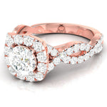 Load image into Gallery viewer, 50-Pointer Solitaire Halo Diamond Twisted Shank 18K Rose Gold Ring JL AU G R101-A   Jewelove.US
