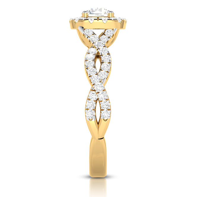 1-Carat Solitaire Halo Diamond Twisted Shank 18K Yellow Gold Ring JL AU G 101Y-C   Jewelove.US