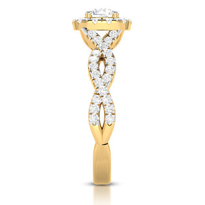 1-Carat Solitaire Halo Diamond Twisted Shank 18K Yellow Gold Ring JL AU G 101Y-C   Jewelove.US