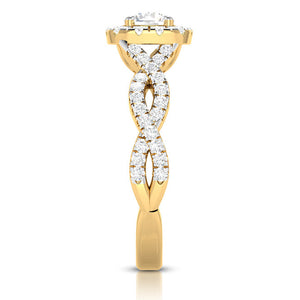 1-Carat Solitaire Halo Diamond Twisted Shank 18K Yellow Gold Ring JL AU G 101Y-C   Jewelove.US