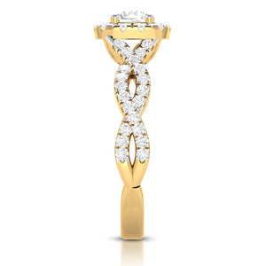 50-Pointer Solitaire Halo Diamond Twisted Shank 18K Yellow Gold Ring JL AU G 101Y-A   Jewelove.US