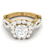 Load image into Gallery viewer, 70-Pointer Solitaire Halo Diamond Twisted Shank 18K Yellow Gold Ring JL AU G 101Y-B   Jewelove.US
